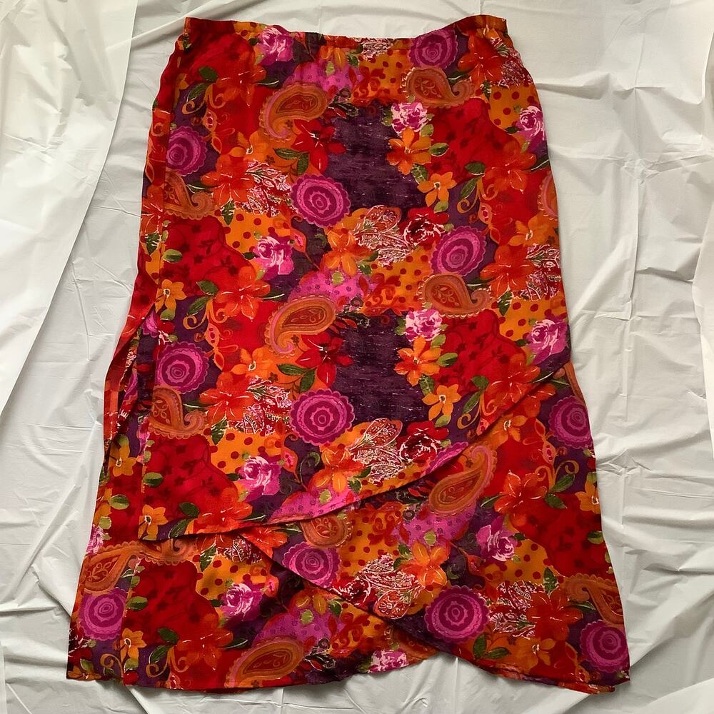 Chico's Design Womens Paisley Floral Layered Elastic Band Skirt Plus 3 (16/18)